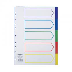 Cheap Stationery Supply of Concord Divider 5-Part A4 Polypropylene Multicoloured 06801 JT06801 Office Statationery
