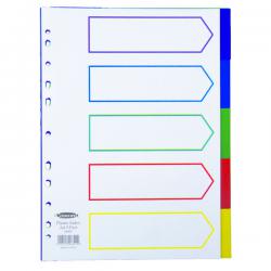 Cheap Stationery Supply of Concord Divider 5-Part A4 Polypropylene Multicoloured 06801 JT06801 Office Statationery