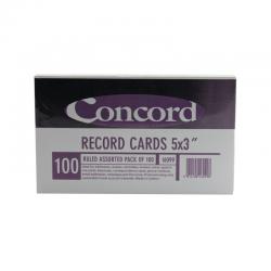 Cheap Stationery Supply of Concord Record Card Ruled 127 x 76mm Assorted (Pack of 100) 16099/160 JT16099 Office Statationery