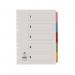 The photograph captures the vibrant hues and clear labeling of the Concord Dividers and Indexes. The 5-part A4 Multicoloured Tabs stand out, making it easy to organize and find contents. The dividers are sturdy and neatly aligned, ideal for any office or personal use.