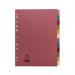 This image shows a set of Concord dividers and indexes. There are 12 parts, each in a different vibrant color. The dividers are A4 size and made of 160gsm paper. They are arranged in a neat stack, with the brand name and divider labels visible on the tabs.