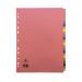 The image shows a pack of Concord Dividers & Indexes. The 20 dividers are A4 size and made of 160gsm multicoloured paper. Each divider is labeled with a large, easy-to-read tab. The vibrant colors make it easy to organize and separate your documents.