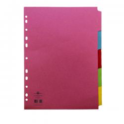 Cheap Stationery Supply of Concord Reinforced Divider 5-Part A4 160gsm Pastel Colours 77099 JT77099 Office Statationery
