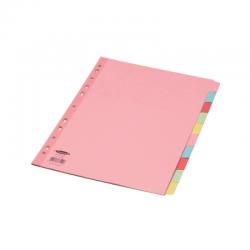 Cheap Stationery Supply of Concord Reinforced Divider 10-Part A4 160gsm Pastel Colours 77199 JT77199 Office Statationery