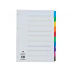 Cheap Stationery Supply of Concord Reinforced Divider 10-Part A4 Multicoloured Tabs 00801/CS8 JTCS8 Office Statationery