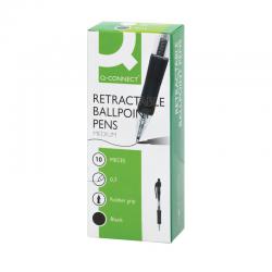 Cheap Stationery Supply of Q-Connect Retractable Ballpoint Pen Medium Black (Pack of 10) KF00267 KF00267 Office Statationery