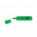 The photo shows a pack of 10 Q-Connect highlighters, with each pen in a vibrant green color. The design is simple and sleek, with a clear cap and a comfortable grip for writing. The brand name and product name are printed visibly on the packaging, making it easy to identify.
