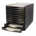 The Q-Connect Drawer Sets Q-Connect Black and Grey 10 Drawer Tower is a sleek and modern storage solution. The black and grey colors add a touch of elegance, while the 10 drawers provide ample space for organizing items. This tower is perfect for any home or office space.
