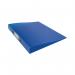 This photograph captures a blue Q-Connect 2 ring binder with frosted polypropylene covers. It has a 25mm capacity and is designed for A4-sized documents. The ring binders have a sleek and professional look, making them ideal for organizing and storing important papers. The frosted covers add a touch of elegance to the design. Perfect for use in any office setting.