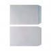 The image shows a stack of white C4-sized envelopes. Each envelope has a self-seal closure and is made of 90gsm paper. The pack contains 25 sets of 10 envelopes, perfect for mailing A4-sized documents. The Q-Connect brand is printed on the back flap of each envelope.