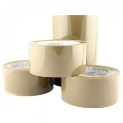 Cheap Stationery Supply of Q-Connect Low Noise Polypropylene Packaging Tape 50mmx66m Brown (Pack of 6) KF04381 KF04381 Office Statationery