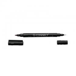Cheap Stationery Supply of Q-Connect Dual Tip Marker Pen Black (Pack of 10) 96082000 KF11343 Office Statationery