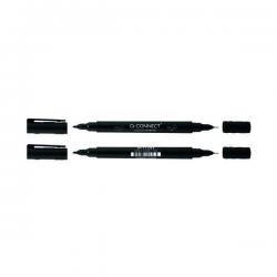Cheap Stationery Supply of Q-Connect Dual Tip Marker Pen Black (Pack of 10) 96082000 KF11343 Office Statationery