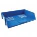 This image shows the Q-Connect Letter Trays in a vibrant blue color. The Wide Entry design allows for easy access and organization of papers and documents. Perfect for any office setting.