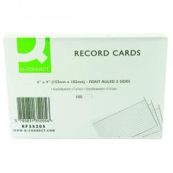 Cheap Stationery Supply of Q-Connect Record Card 152x102mm Ruled Feint White (Pack of 100) KF35205 KF35205 Office Statationery