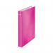 The picture features a stack of 10 vibrant pink ACCO Brands Ring Binders with Leitz WOW Ring Binders on top. The binders have 2 D-Rings and are 25mm in size, designed to hold A4 sized documents. Each binder has a sleek and modern design, perfect for organizing and storing important papers.