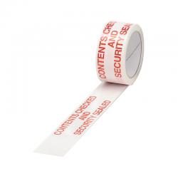 Cheap Stationery Supply of Polypropylene Tape Printed Contents Checked 50mmx66m (Pack of 6)White Red PPPS-SECURITY Office Statationery