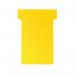 This picture shows a pack of 100 yellow Nobo T-cards, each measuring 48 x 85mm. The T-cards are made by Nobo and are of size 2. They are organized neatly and ready to be used for various purposes.