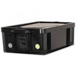 Cheap Stationery Supply of Really Useful Black Plastic Storage Box 50 Litre Office Statationery