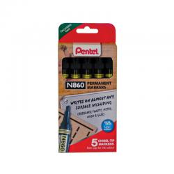 Cheap Stationery Supply of Pentel Chisel Tip Permanent Marker Black (Pack of 5) YN860/5-A Office Statationery