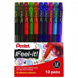 Cheap Stationery Supply of Pentel Feel-it Ballpoint Pen Medium Assorted (Pack of 10) YBX490/10-M PE30260 Office Statationery