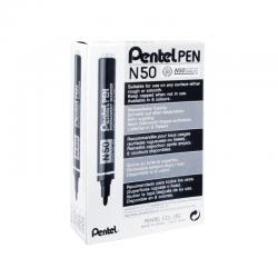 Cheap Stationery Supply of Pentel N50 Permanent Bullet Marker Broad Black (Pack of 12) N50-A PEN50BK Office Statationery