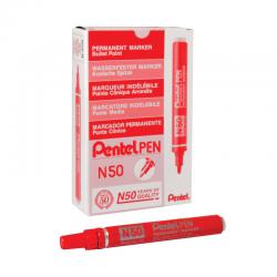 Cheap Stationery Supply of Pentel N50 Permanent Bullet Marker Broad Red (Pack of 12) N50-B PEN50R Office Statationery