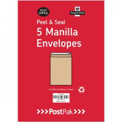 Cheap Stationery Supply of Postpak C4 Peel and Seal Manilla 115gsm 5 Packs of 20 Envelopes 9731119 POF27428 Office Statationery