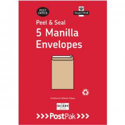 Cheap Stationery Supply of Postpak C5 Peel and Seal Manilla 115gsm 5 Packs of 20 Envelopes 9731326 POF27430 Office Statationery