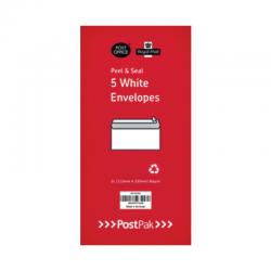 Cheap Stationery Supply of Postpak DL Peel and Seal White 80gsm 5 Packs of 50 Envelopes 9731926 POF27433 Office Statationery
