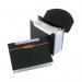 The photograph shows a set of black ACCO Brands Dividers & Indexes by Rexel Optima Expander, with 13 parts. The dividers are neatly labeled, and the expandable tabs are visible, making it easy to organize and separate documents.