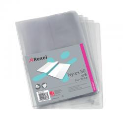 Cheap Stationery Supply of Rexel Nyrex Twin Wallet A4 Clear (Pack of 25) 12195 RX12195 Office Statationery