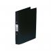 The photograph shows a pack of 10 black ACCO Brands Ring Binders with a Rexel Budget design. The binders are made of polypropylene and have 2 rings. They are designed to fit A4 sized paper.