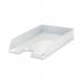 In this photograph, there are four pristine white letter trays stacked in a neat and organized manner. The trays feature the logo of ACCO Brands and Rexel Choices, and are designed to hold A4 size papers. Overall, the image portrays a sense of efficiency and professionalism.