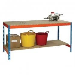 Cheap Stationery Supply of Blue and Orange Workbench With Lower Shelf L1800xW900xD900mm 378932 SBY22561 Office Statationery