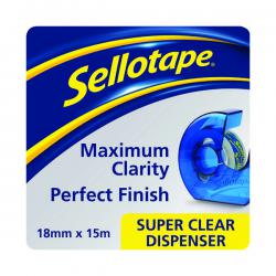 Cheap Stationery Supply of Sellotape Super Clear Tape and Dispenser 18mmx15m (Pack of 7) 1766006 SE05009 Office Statationery