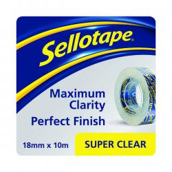 Cheap Stationery Supply of Sellotape Super Clear Tape 18mm x 10m (Pack of 50) 1443330 SE05016 Office Statationery