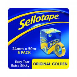 Cheap Stationery Supply of Sellotape Original Golden Tape 24mm x 50m (6 Pack) SE05144 Office Statationery