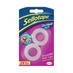 Cheap Stationery Supply of Sellotape On-Hand Refill Invisible Tape 18mm x 15m (Pack of 2) 2379006 SE05996 Office Statationery