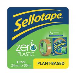Cheap Stationery Supply of Sellotape Zero Plastic Tape 24mmx30m 100% Plant Based Plastic Free Clear (Pack of 3) 2779466 SE06242 Office Statationery