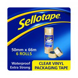 Cheap Stationery Supply of Sellotape Vinyl Case Sealing Tape 50mmx66m Clear (Pack of 6) 1445488 SE18517 Office Statationery