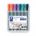 This image shows a pack of Staedtler Flipchart markers in assorted colors. The markers have a flip-top design and are sitting neatly in a row. The bright colors stand out against the white background, making them perfect for presentations or brainstorming sessions.