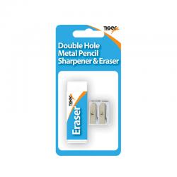 Cheap Stationery Supply of Tiger Eraser And Metal Double Hole Sharpener Set (Pack of 12) 302023 TGR02023 Office Statationery
