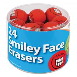 Cheap Stationery Supply of Tiger Assorted Smiley Face Erasers (Pack of 24) 302199 Office Statationery