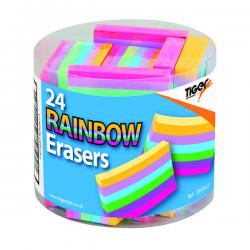 Cheap Stationery Supply of Rainbow Coloured Block Erasers (Pack of 24) 305047 TGR02201 Office Statationery