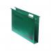 This image shows a pack of 25 bright green Crystalfile Extra 30mm lateral files from Rexel. The lateral filing design allows for easy access and organization of documents. Perfect for any office or workspace.