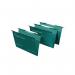 This photo shows a pack of 50 foolscap green Crystalfile Classic Suspension Files from Rexel. The Crystalfile Suspension Filing system offers an organized and professional storage solution for important documents.