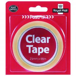 Cheap Stationery Supply of Postpak Clear Sticky Tape 25mmx66m (Pack of 24) 9721744 UB35910 Office Statationery