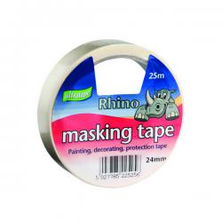 Cheap Stationery Supply of General Purpose Masking Tape 24mmx25m Rhino Label (Pack of 9) RT03512425RH1 ULT80777 Office Statationery