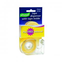 Cheap Stationery Supply of Tape and Dispenser 19mmx33m Easy Tear 2 Rolls Clear (Pack of 24) RT03281933DISP ULT81205 Office Statationery